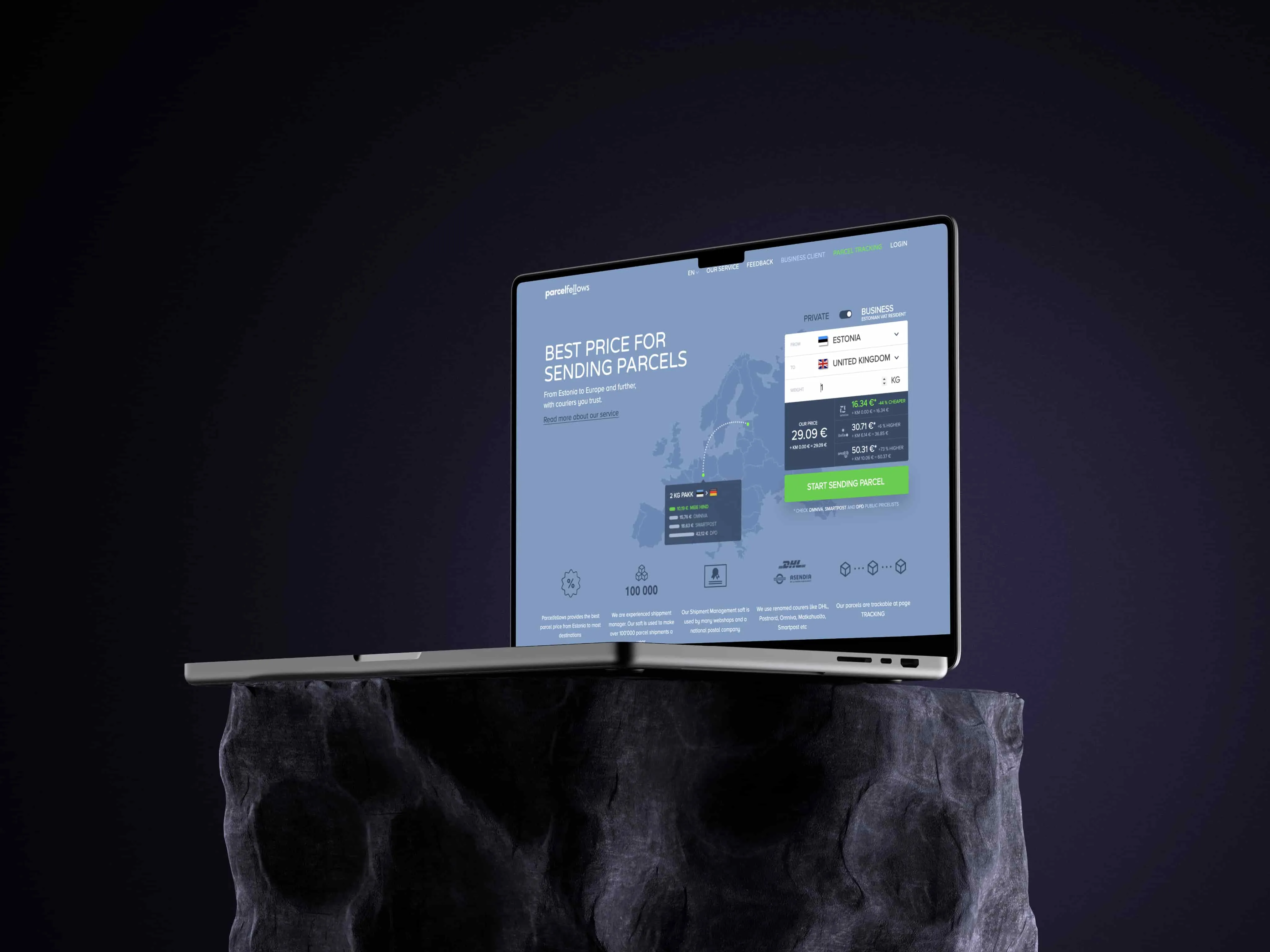 Kaasaegne tööruum sülearvutiga